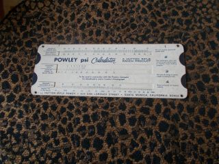 Vintage Powley Computer Psi Calculator Hutton Rifle Ranch 1965 Chart