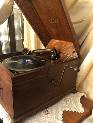 Antique Victor Victrola Wind Up Record Player Phonograph