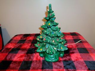 Vintage Atlantic Mold Music Box Lighted Ceramic Christmas Tree 17 "