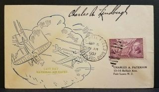 Charles A.  Lindbergh Signed 1937 National Air Races Envelope