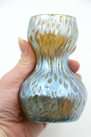 Antique Art Nouveau Loetz Gold Iridescent Art Glass Vase