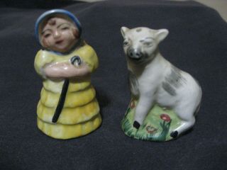 Vintage Nursery Rhyme Mary Had A Little Lamb Salt And Peppers Shakers