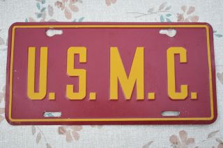 Vintage Usmc Marine Corps Car / Truck Tag Front Plate Metal Embossed