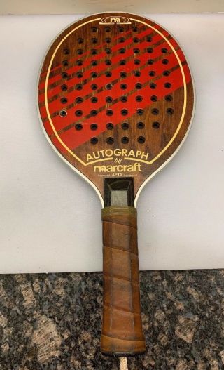 Marcraft Autograph Paddle Tennis Racquet Wood Paddleball Platform Apta Vintage