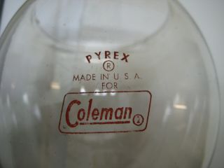 Vintage Coleman Lantern 200A Red Letter Pyrex Glass Globe.  GLOBE ONLY.  1962 - 1977 2
