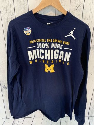 Michigan Wolverines Nike Jordan Long Sleeve 2016 Orange Bowl Shirt Xl G4