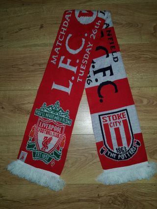 Official Liverpool Fc V Stoke City Vintage 2016 Football Scarf