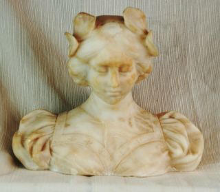 Antique Marble Bust Of A Young Woman With A Laurel Crown