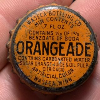 Vintage Cork Lined Bottle Cap Crown Waseca Bottling Orangeade Soda Minnesota Mn