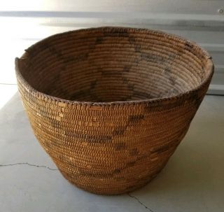Antique Early To Mid 1800s Native American Hexagon Pattern Heavy Duty Basket