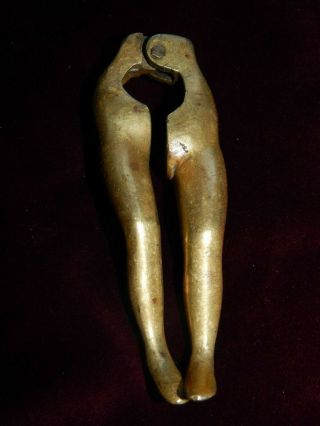 Vintage Art Deco Novelty Erotic Naked Lady Legs Nutcracker Solid Brass 1920 