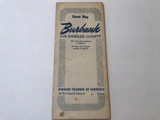 Vintage 1959 Burbank California Road Map San Fernando Valley