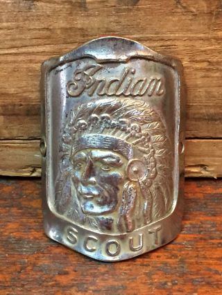 Indian Scout Bicycle Head Badge Name Plate Robbins Co.  Attleboro