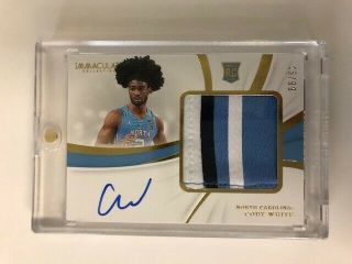 Coby White 2019/20 Immaculate Rc Autograph 3 Color Patch Auto Sp 45/99 Bulls