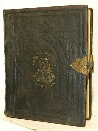Antique 1861 Family Parallel Holy Bible Apocrypha Restored With Clasp F12