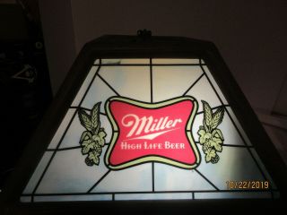 Vtg Miller High Life Beer Witch On Moon Pool Table Bar Hanging Light 21x13 Inch