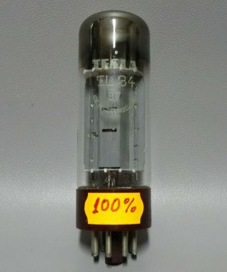 El34 / 6ca7 Tesla Double O - Getter Vintage Vacuum Pentode Audio Tube 100 Test