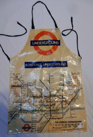 Vintage Knightsbridge London Underground Tube Map Apron Pvc Coated Cotton - Euc