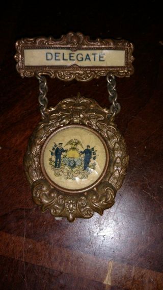 Vintage Delegate Medal Badge Gratia Del Servitus Post Civil War?