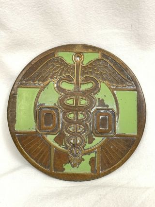 Medical Corps D.  O.  License Plate Topper Car Badge Vintage Army Insignia