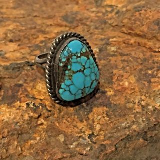 Vintage Handmade Turquoise Pinky Ring Sterling Silver Size 4.  5
