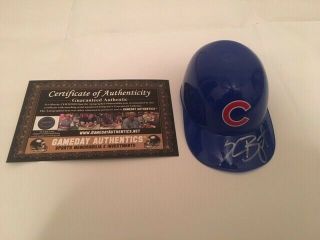 Kris Bryant,  Javier Baez,  Jorge Soler Autographed Chicago Cubs Mini Helmet -