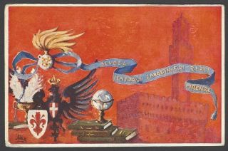 Italy Vintage Litho Postcard Scuola Centrale Carabinieri Reali Firenze