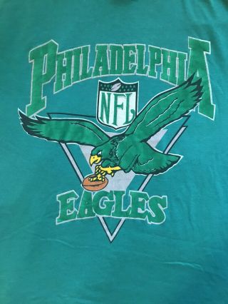 Vintage 80s 90s Philadelphia Eagles Green T Shirt Birds NFL Soft Football 2