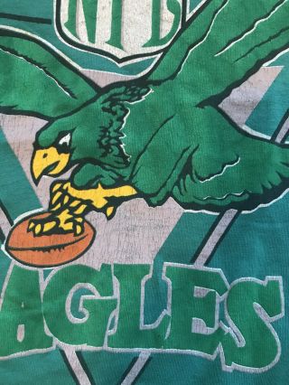 Vintage 80s 90s Philadelphia Eagles Green T Shirt Birds NFL Soft Football 3