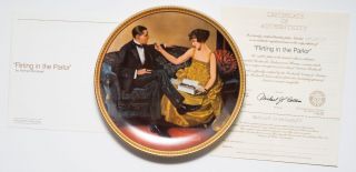 Vintage Knowles Norman Rockwell Flirting In The Parlor Collector Plate 1983