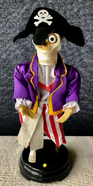Vintage Gemmy Halloween Animated Dancing 16 " Talking Singing Skeleton Pirate