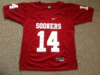Nike Team Ou Oklahoma Sooners 14 Men 48 Red Football Jersey Ncaa Sewn Stitched