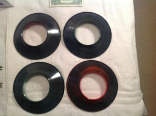 A Set of Four Vintage Railroad Lantern Day Targets,  Reflectors,  2 - Red,  2 - Green 2