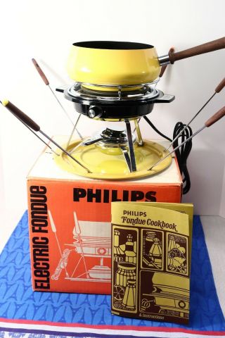 Vintage Philips Converta - Flame Electric / Burner Fondue Set Kb5510,