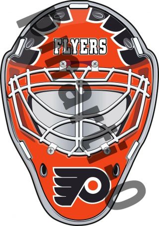 Philadelphia Flyers Front Goalie Mask Vinyl Decal / Sticker 5 Sizes