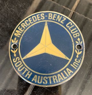 Mercedes - Benz Vintage Car Club South Australia Metal Grill Hood Badge
