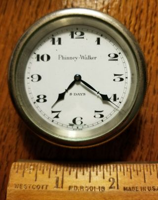 Antique Car Clock Phinney Walker Rim Wind 8 Days