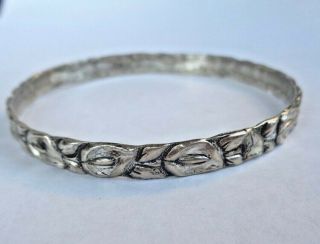 Vintage Jewelart Sterling Silver 925 Calla Lily Flower Bangle Bracelet
