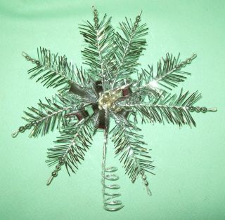 Vintage Christmas Silver Tinsel Mercury Glass Foil Tree Top Topper