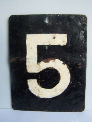 Vintage Man Cave Cricket Scoreboard Metal Numbers 5.  4double Sided - Salvage