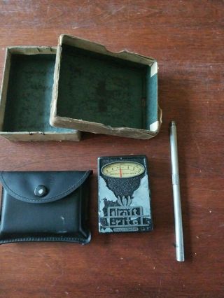 Vintage Draft - Rite Pocket - Sized Manometer W Orig Leather Case & Tube