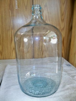 (v) Vintage Clear Glass 5 Gallon,  18.  9 Ltr.  Water Bottle Jug Coin Jar - No Name