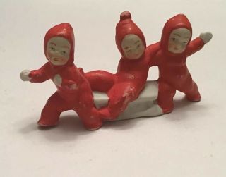 Vintage Bisque Snow Baby Snow Babies On Sled Germany
