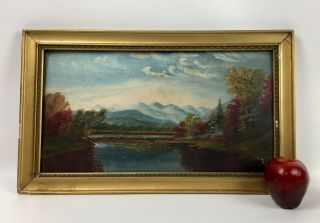 Antique 19th Century American Hudson River Painting Landscape -