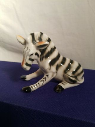 Vintage Porcelain Sitting Zebra Figurine - Ships For -