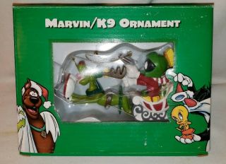 Vintage Marvin The Martian & K - 9 Sleigh Ornament 1998