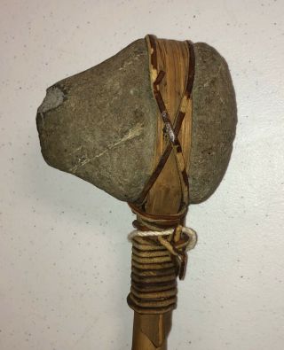 Antique Native American War Club Axe 16” Stone Wood Museum Find 2
