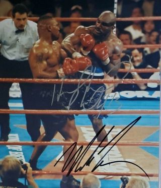 Mike Tyson & Evander Holyfield 2x Signed 8x10 Photo W/ Holo Boxing Greats
