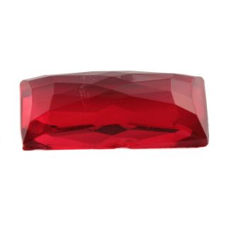 Large Czech Vintage Rectangle Faceted Red Flatback Glass Rhinestone 32x15mm