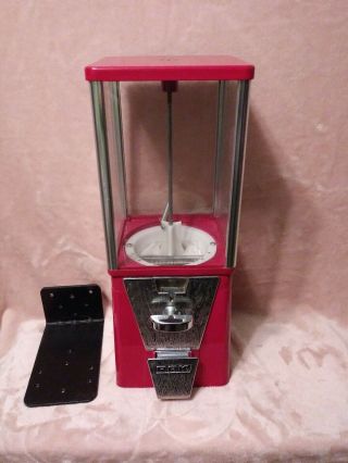 Vintage 17 " Red Oak Gumball Machine With Mount - Made In The Usa